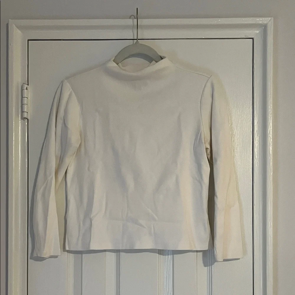 Talbots White Ribbed Mock Neck Top - Picture 1 of 5